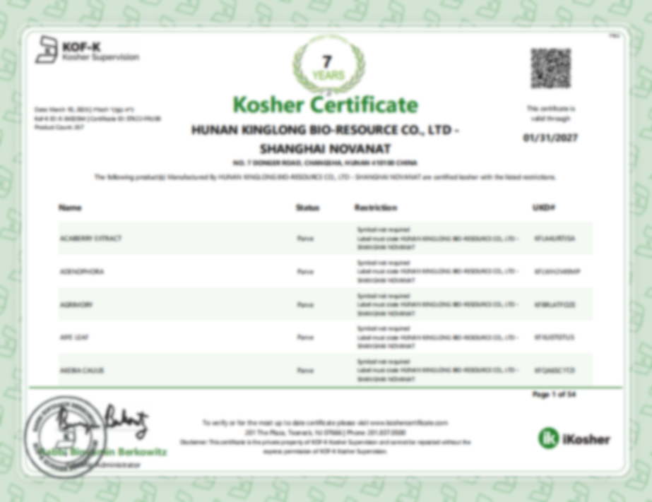 Kosher Certificate
