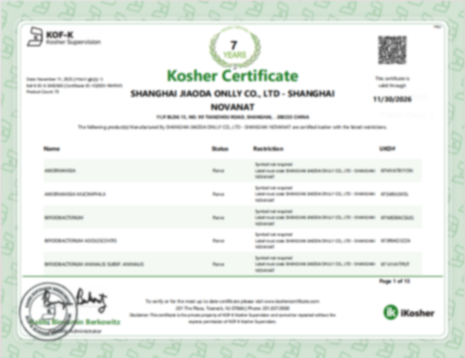 Kosher Certificate